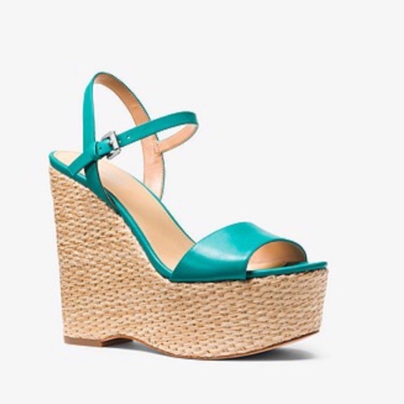 Michael Kors Shoes - NEW MICHAEL KORS Turquoise Leather Wedge Sandals